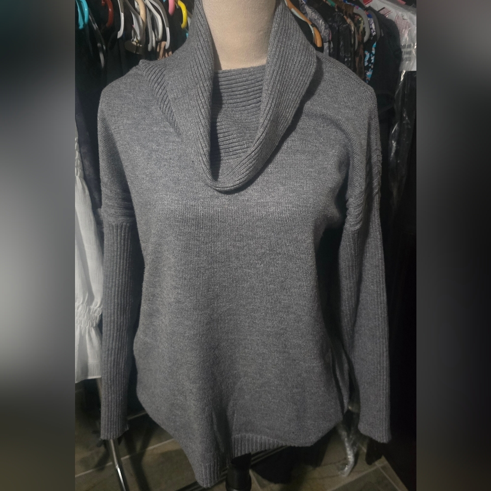 Cozy Charcoal Cowl Neck Sweater